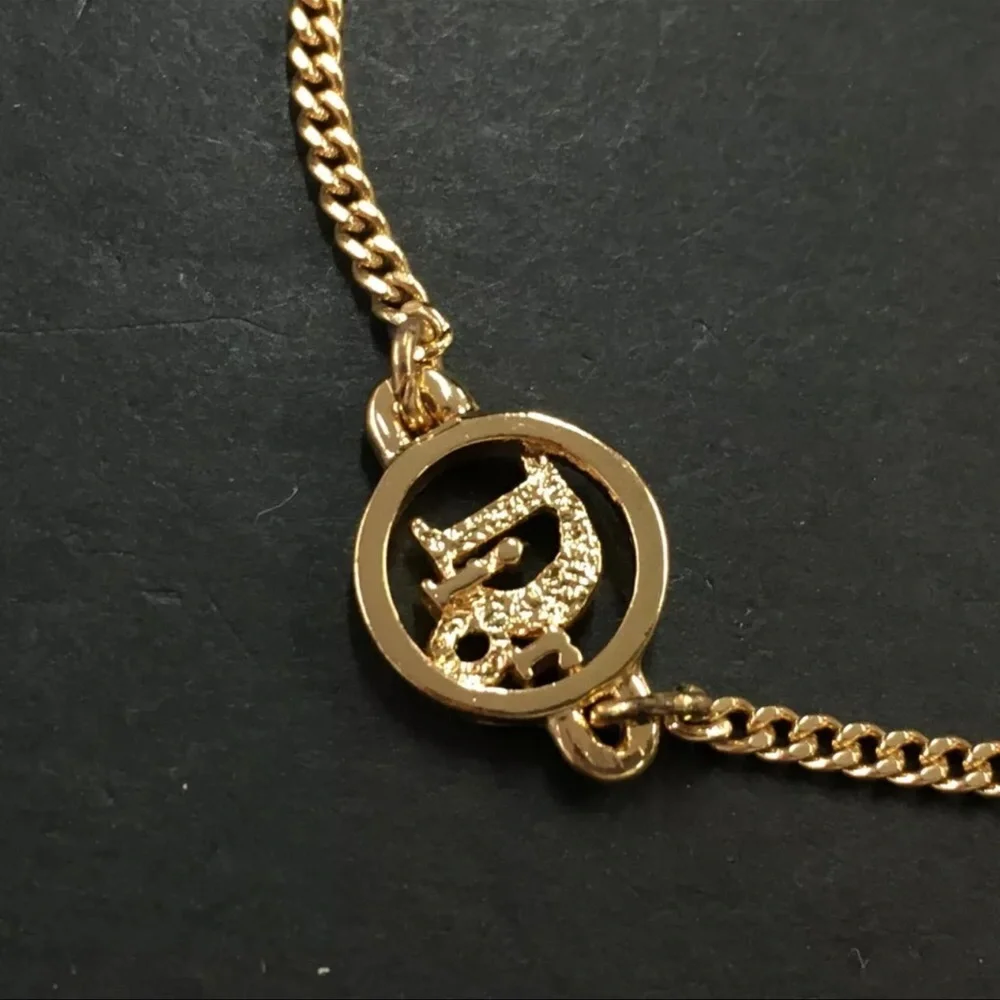 AUTH Christian Dior Logo CD Bracelet Gold - Picture 2 of 7